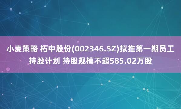 小麦策略 柘中股份(002346.SZ)拟推第一期员工持股计划 持股规模不超585.02万股